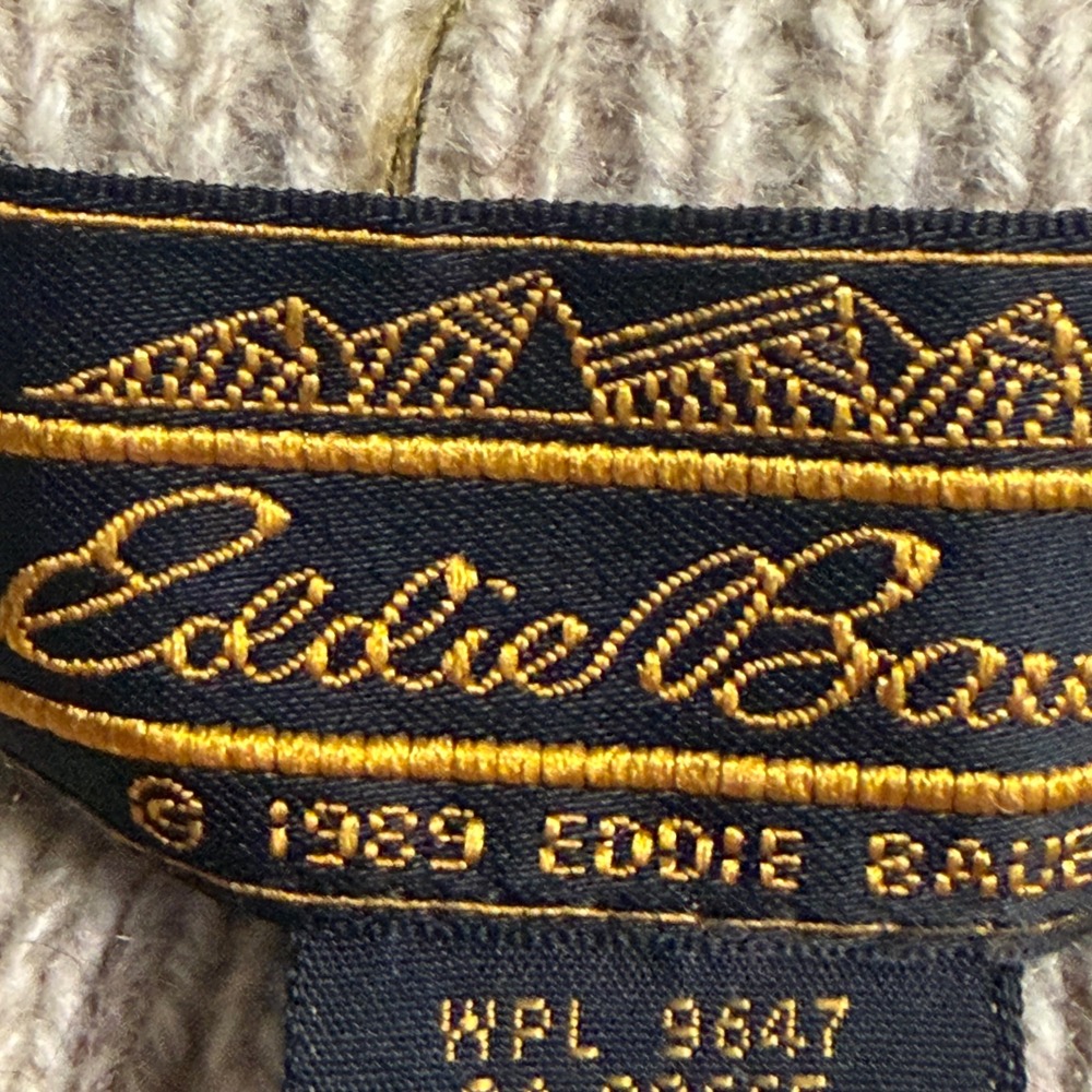 Eddie Bauer Sweater Womens Medium Oatmeal Vintage 1989 Wool Blend Cat Intarsia - Picture 3 of 12